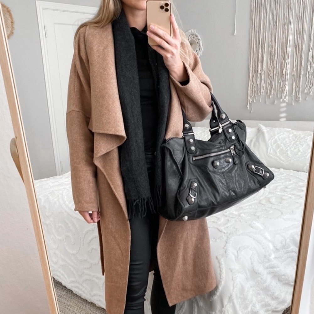 Mango Wide Lapel Wool Camel Coat